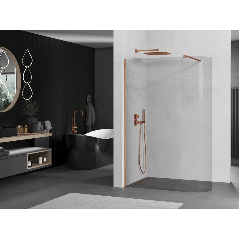 Mexen Kioto-R Runde Duschwand Walk-in 150 x 200 cm, transparent 8 mm, Roségold - 800-150-101-60-06