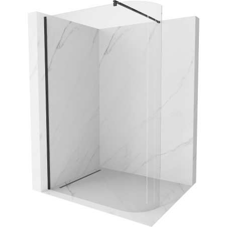 Mexen Kioto-R abgerundete Duschwand Walk-in 110 x 200 cm, transparent 8 mm, schwarz - 800-110-101-70-06