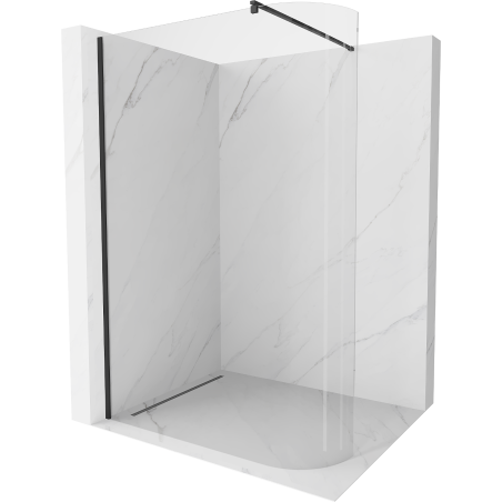 Mexen Kioto-R abgerundete Walk-in-Duschwand 130 x 200 cm, transparent 8 mm, schwarz - 800-130-101-70-06