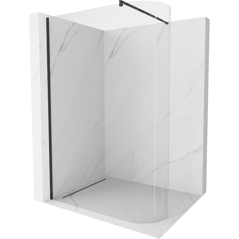 Mexen Kioto-R Runde Walk-in-Duschwand 150 x 200 cm, transparent 8 mm, schwarz - 800-150-101-70-06