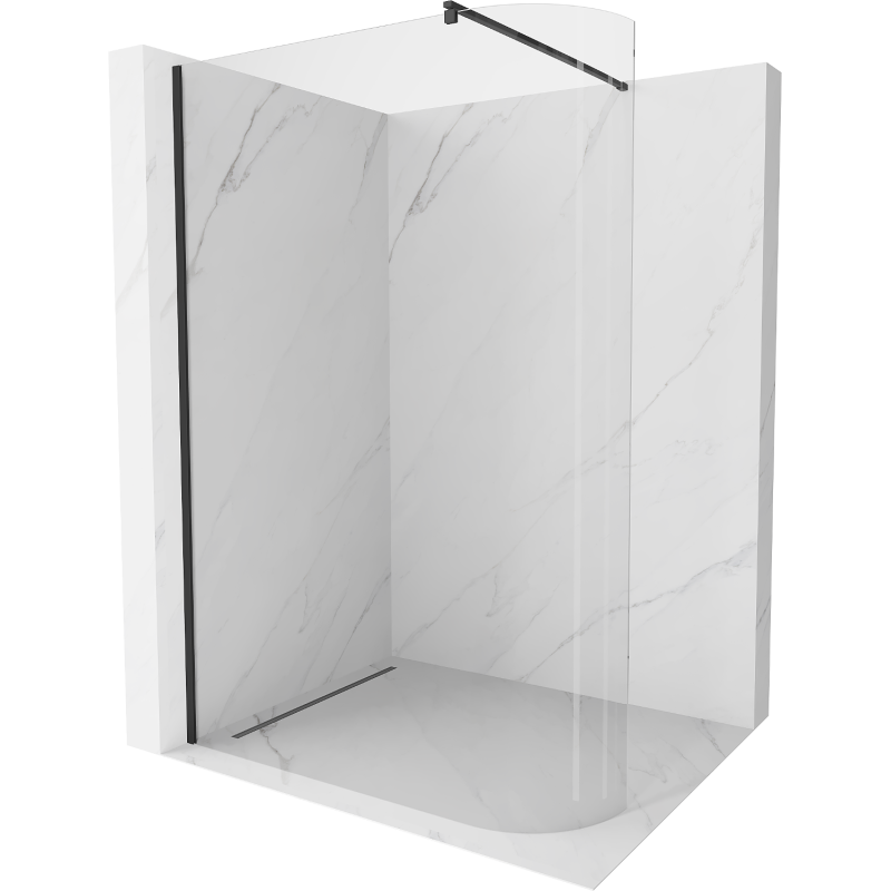 Mexen Kioto-R Runddusche-Wand Walk-in 160 x 200 cm, transparent 8 mm, schwarz - 800-160-101-70-06