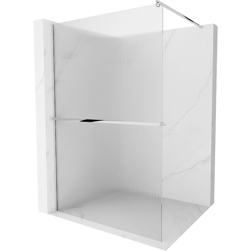 Mexen Kioto+ Duschwand mit Regal Walk-in 80 x 200 cm, Streifen, Chrom - 800-080-121-01-09