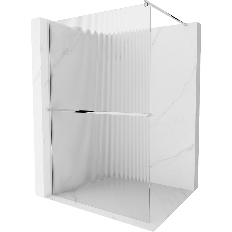 Mexen Kioto+ Duschwand mit Ablage Walk-in 110 x 200 cm, Streifen, Chrom - 800-110-121-01-09