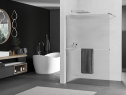 Mexen Kioto+ Duschwand mit Ablage Walk-in 110 x 200 cm, Streifen, Chrom - 800-110-121-01-09