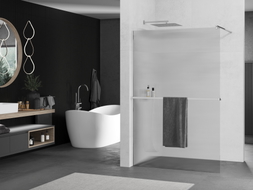 Mexen Kioto+ Duschwand mit Regal Walk-in 110 x 200 cm, Streifen, Chrom - 800-110-121-01-09
