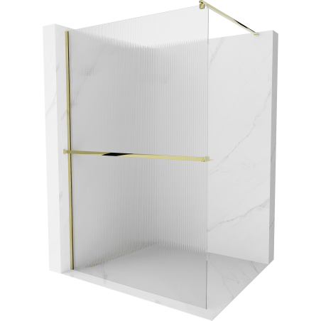 Mexen Kioto+ Duschwand mit Ablage Walk-in 70 x 200 cm, Streifen, Gold - 800-070-121-50-09