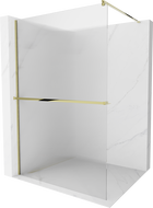 Mexen Kioto+ Duschwand mit Regal Walk-in 100 x 200 cm, Streifen, Gold - 800-100-121-50-09