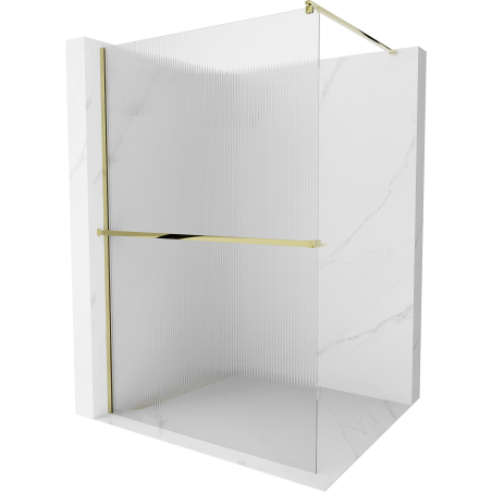 Mexen Kioto+ Duschwand mit Ablage Walk-in 120 x 200 cm, Streifen, Gold - 800-120-121-50-09