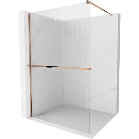 Mexen Kioto+ Duschwand mit Ablage Walk-in 140 x 200 cm, Streifen, Roségold - 800-140-121-60-09