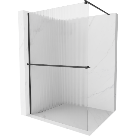 Mexen Kioto+ Duschwand mit Ablage Walk-in 70 x 200 cm, Streifen, schwarz - 800-070-121-70-09