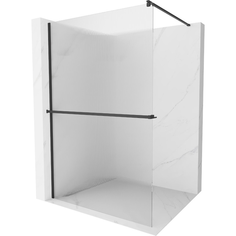 Mexen Kioto+ Duschrückwand mit Ablage Walk-in 120 x 200 cm, gestreift, schwarz - 800-120-121-70-09