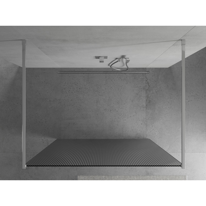 Mexen Kioto freistehende Duschwand 140 x 200 cm, Streifen 8 mm, Chrom - 800-140-002-01-09