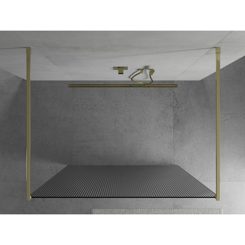 Mexen Kioto freistehende Duschwand 120 x 200 cm, Streifen 8 mm, gold - 800-120-002-50-09