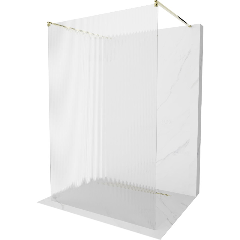 Mexen Kioto Freistehende Duschwand 130 x 200 cm, Riffel 8 mm, Gold - 800-130-002-50-09