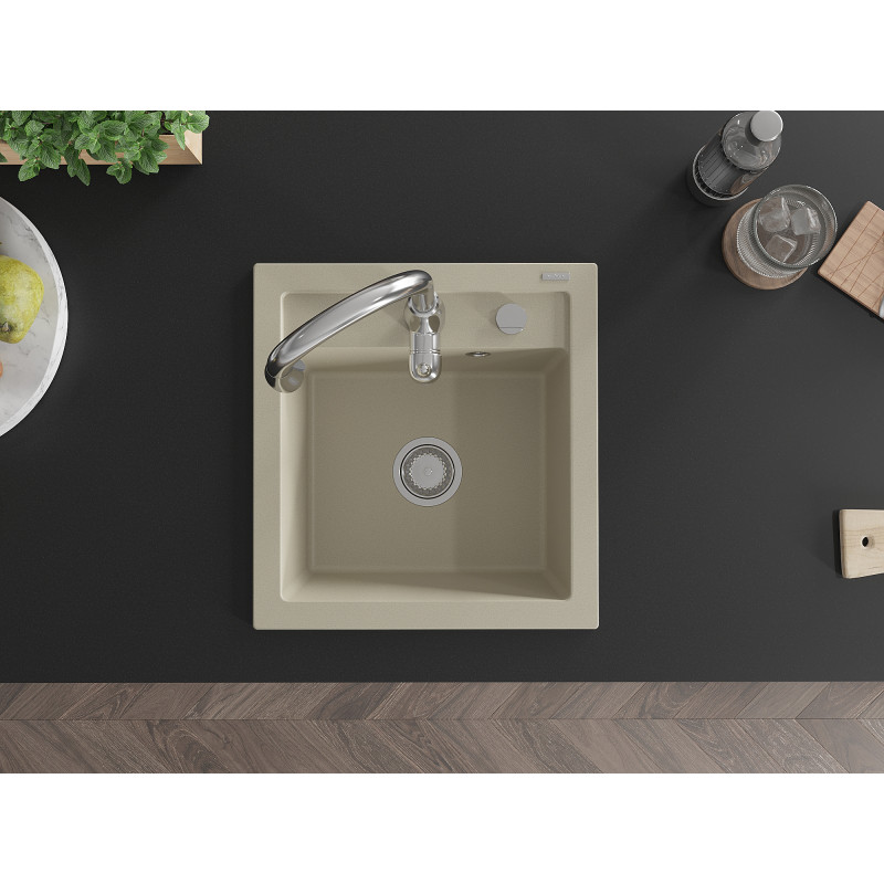 Mexen Vito Granitspüle 1-Becken mit Küchenarmatur Savita, beige - 6503-69-672601-00