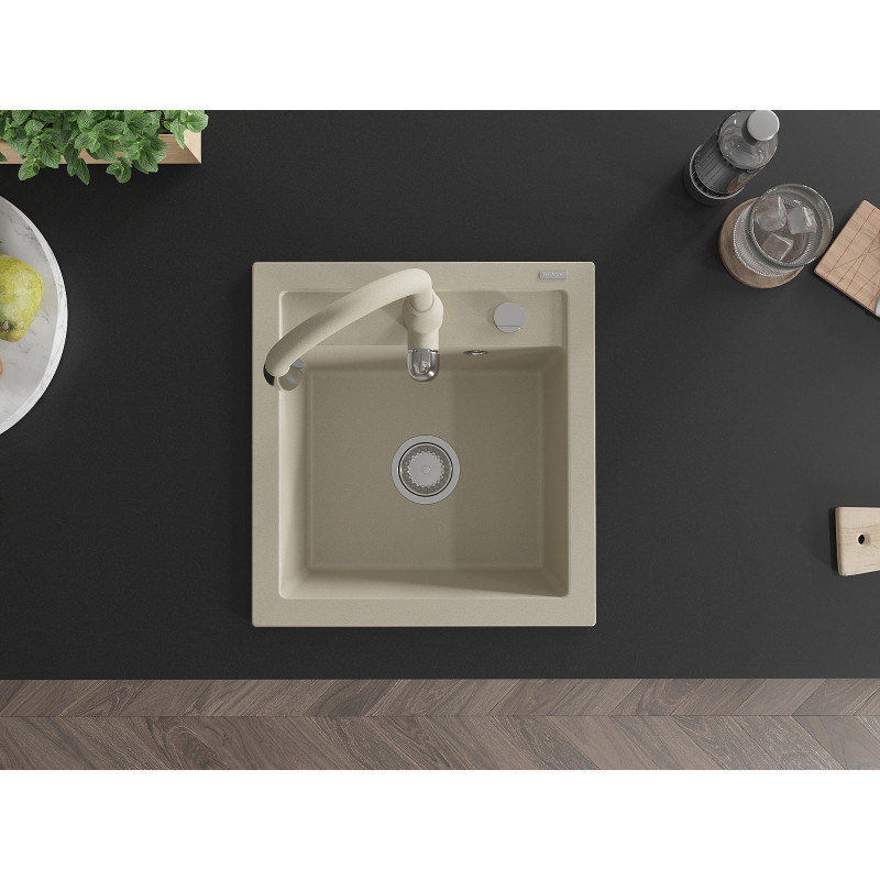 Mexen Vito 1-becken Granitspüle mit Küchenarmatur Savita, beige - 6503-69-672601-69