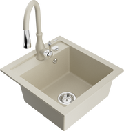 Mexen Vito Granitspüle 1-Becken mit Küchenarmatur Savita, beige - 6503-69-672601-69