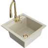 Mexen Vito Granitspüle 1-beckig mit Küchenarmatur Savita, beige - 6503-69-672601-50