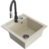 Mexen Vito Granitspüle 1-becken mit Küchenarmatur Savita, beige - 6503-69-672601-70