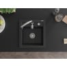 Mexen Vito Granitspüle 1-beckig mit Küchenarmatur Savita, schwarz/silber metallic - 6503-73-672601-00