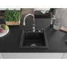 Mexen Vito Granitspüle 1-beckig mit Küchenarmatur Savita, schwarz/silber metallic - 6503-73-672601-00