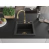 Mexen Vito Granitspüle 1-beckig mit Küchenarmatur Savita, schwarz/silber metallic - 6503-73-672601-50