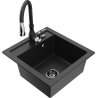 Mexen Vito Granitspüle 1-Becken mit Küchenarmatur Savita, schwarz/silber metallic - 6503-73-672601-70-B
