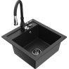 Mexen Vito Granitspüle 1-beckig mit Küchenarmatur Savita, schwarz/silber metallic - 6503-73-672601-70-B