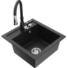 Mexen Vito Granitspüle 1-Becken mit Küchenarmatur Savita, schwarz/silber metallic - 6503-73-672601-70