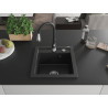 Mexen Vito Granitspüle 1-Becken mit Küchenarmatur Savita, schwarz/silber metallic - 6503-73-672601-70