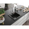 Mexen Vito Granitspüle 1-Becken mit Küchenarmatur Savita, schwarz/gold metallic - 6503-75-672601-00