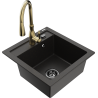 Mexen Vito Granitspüle 1-komorowy mit Küchenarmatur Savita, schwarz/gold metallic - 6503-75-672601-50-B
