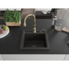 Mexen Vito Granitspüle 1-komorowy mit Küchenarmatur Savita, schwarz/gold metallic - 6503-75-672601-50-B