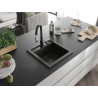 Mexen Vito Granitspüle 1-Becken mit Küchenarmatur Savita, schwarz/goldmetallik - 6503-75-672601-70-B