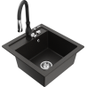 Mexen Vito Granitspüle 1-Becken mit Küchenarmatur Savita, schwarz/gold metallic - 6503-75-672601-70