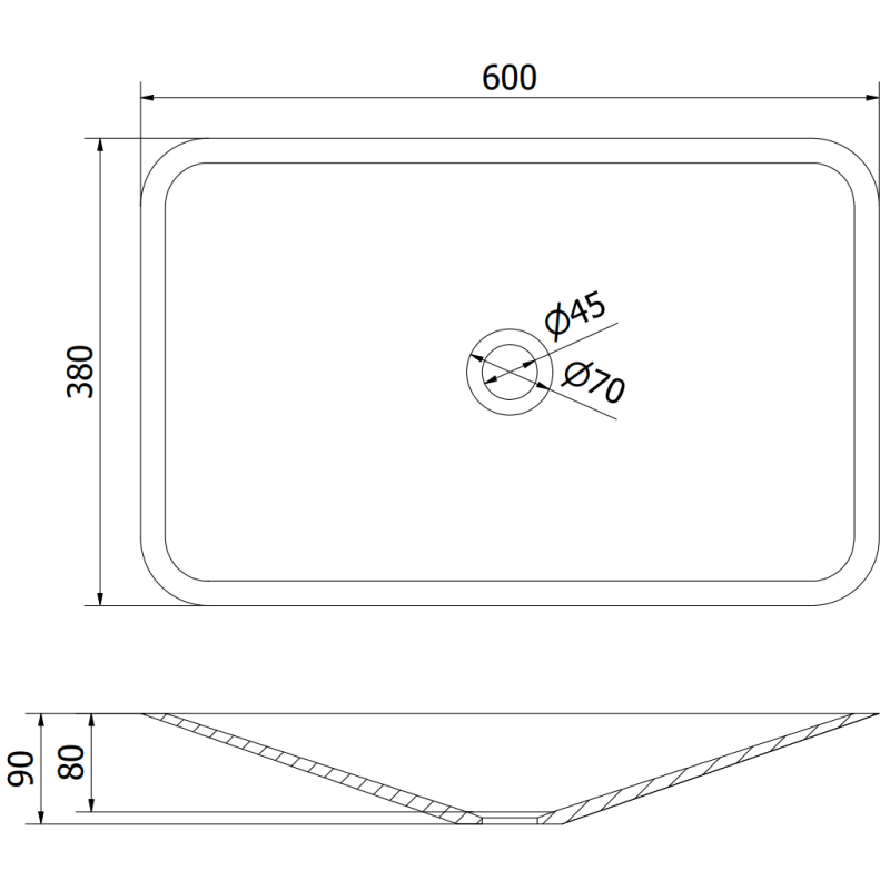 Mexen Esper Aufsatzwaschbecken aus Konglomerat 60 x 38 cm, weiß - 23036001