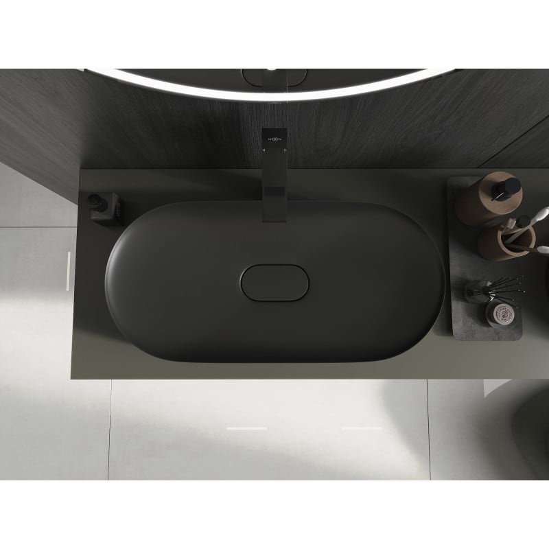 Mexen Sofia Aufsatzwaschbecken aus Konglomerat 70 x 35 cm, schwarz - 23067071
