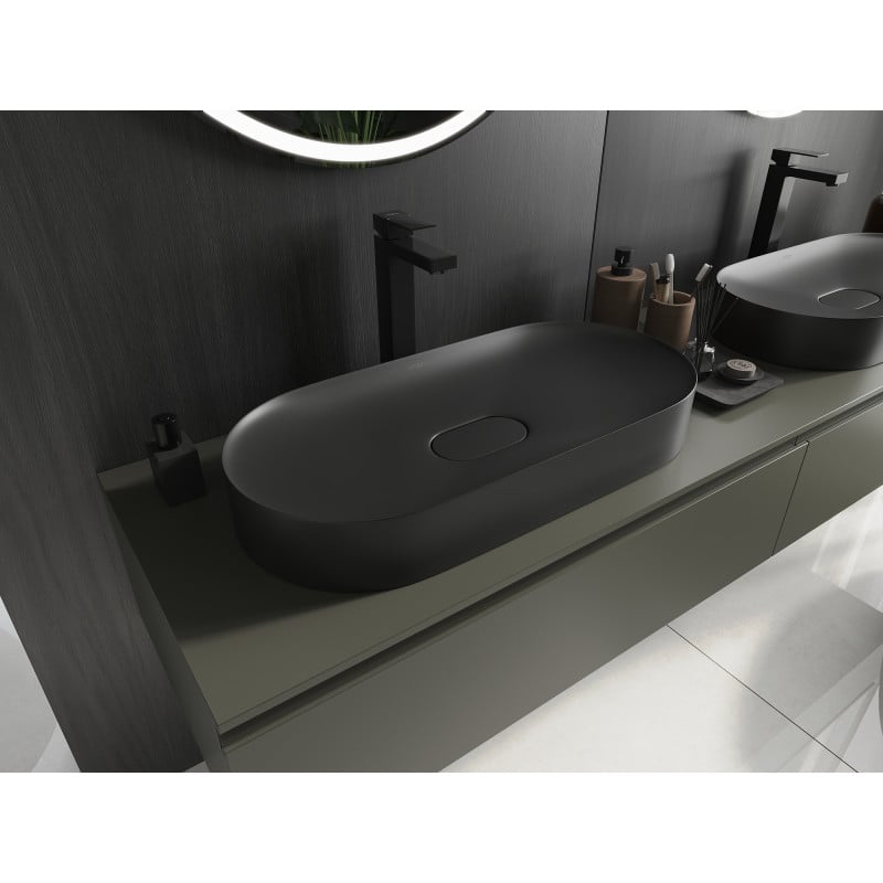 Mexen Sofia Aufsatzwaschbecken aus Konglomerat 70 x 35 cm, schwarz - 23067071