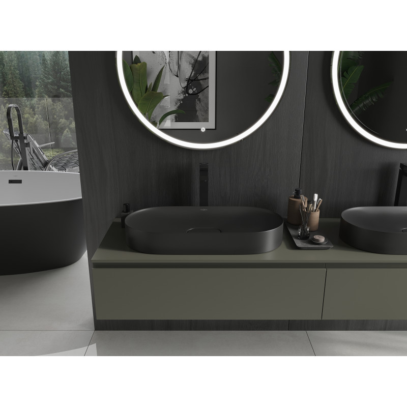 Mexen Sofia Aufsatzwaschbecken aus Konglomerat 70 x 35 cm, schwarz - 23067071