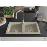 Mexen Mario Granitspüle 2-Becken mit Küchenarmatur Savita, beige - 6504-69-672601-00