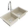 Mexen Mario Granitspüle 2-Becken mit Küchenarmatur Savita, beige - 6504-69-672601-00