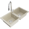 Mexen Mario Granitspüle 2-Kammer mit Küchenarmatur Savita, beige - 6504-69-672601-00
