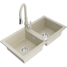 Mexen Mario Granitspüle 2-Kammer mit Küchenarmatur Savita, beige - 6504-69-672601-69