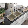 Mexen Mario Granitspüle 2-Kammer mit Küchenarmatur Savita, beige - 6504-69-672601-50