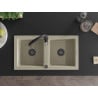 Mexen Mario Granitspüle 2-becken mit Küchenarmatur Savita, beige - 6504-69-672601-70