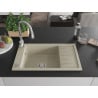Mexen Elias Granitspüle 1-beckig mit Abtropffläche und Küchenarmatur Savita, beige - 6511-69-672601-00