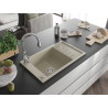 Mexen Elias Granitspüle 1-becken mit Abtropffläche und Küchenarmatur Savita, beige - 6511-69-672601-00