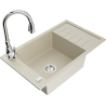 Mexen Elias Granitspüle 1-becken mit Abtropffläche und Küchenarmatur Savita, beige - 6511-69-672601-00