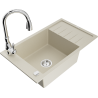 Mexen Elias Granitspüle 1-beckig mit Abtropffläche und Küchenarmatur Savita, beige - 6511-69-672601-00