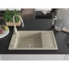 Mexen Elias 1-Kammer Granitspüle mit Abtropffläche und Küchenarmatur Savita, beige - 6511-69-672601-69